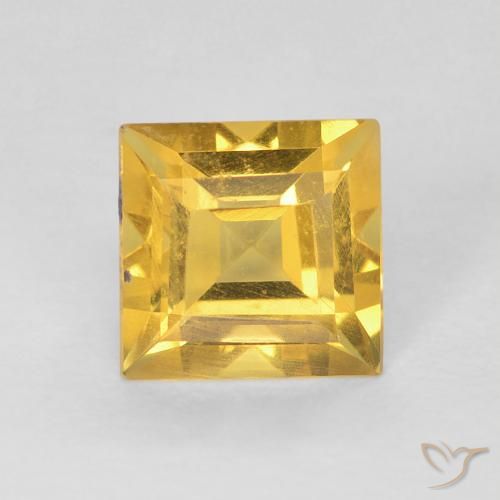 0.90ct طبيعي ذهبى متوسط سيترين, مربع, قليلا جدا