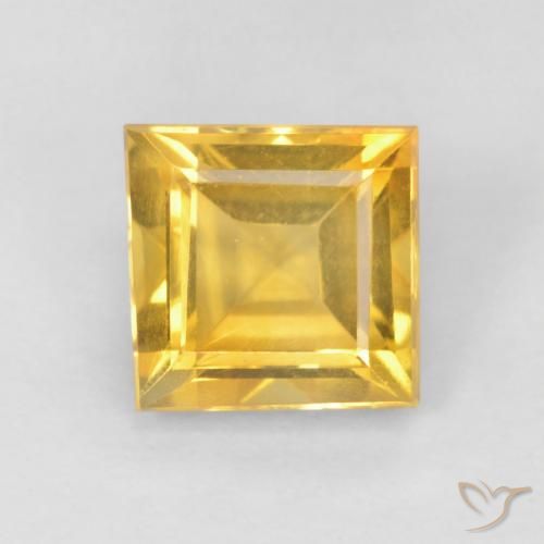 0.94ct طبيعي ذهبى متوسط سيترين, مربع, قليلا جدا