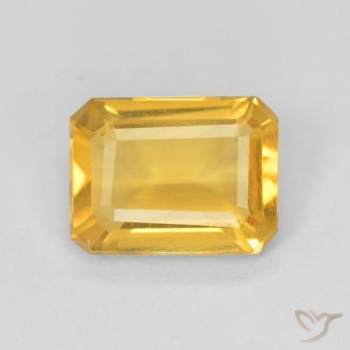 1.05ct طبيعي ذهبى متوسط سيترين, قص الزمرد, قليلا جدا