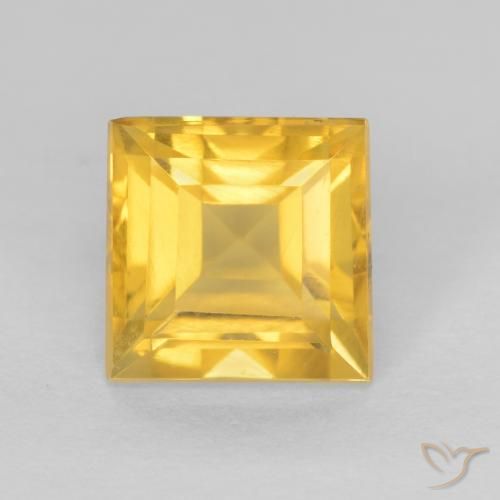 1.24ct طبيعي ذهبى متوسط سيترين, مربع, قليلا جدا