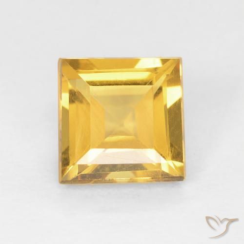 1.00ct طبيعي ذهبى لامع سيترين, مربع, VVS-VS