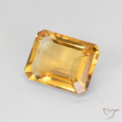 سيترين Medium Light-Golden طبيعي، ثمانى / قصة زمرد، 1.36 قيراط، VVS