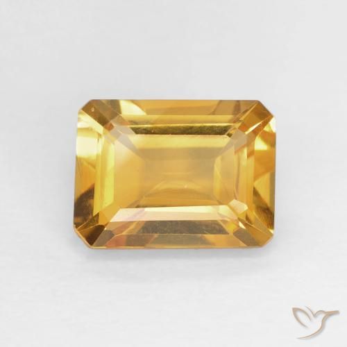 سيترين Medium Light Orange-Gold طبيعي، ثمانى / قصة زمرد، 1.49 قيراط، VVS