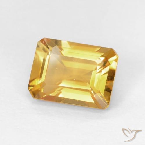 سيترين Medium Light Orange-Gold طبيعي، ثمانى / قصة زمرد، 1.49 قيراط، VVS