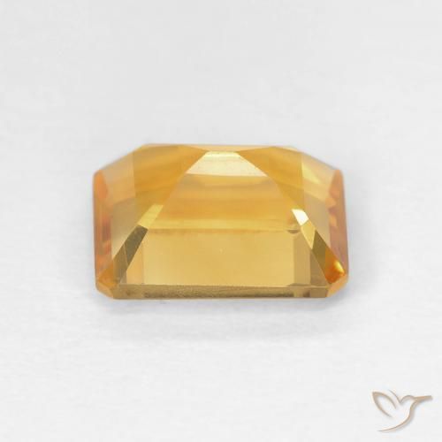 سيترين Medium Light Orange-Gold طبيعي، ثمانى / قصة زمرد، 1.49 قيراط، VVS