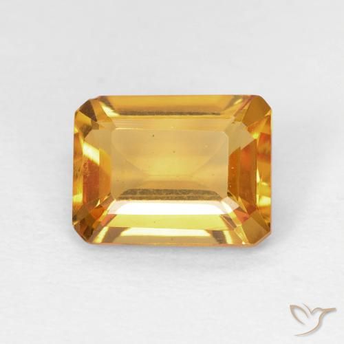 1.40ct طبيعي ذهبى-برتقالى غامق سيترين, قص الزمرد, قليلا جدا