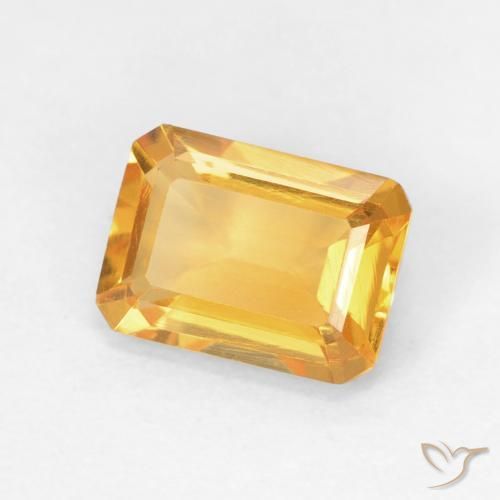سيترين Medium Light Orange-Gold طبيعي، ثمانى / قصة زمرد، 1.48 قيراط، VVS-VS