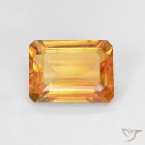 1.50ct طبيعي ذهبى-برتقالى داكن سيترين, قص الزمرد, VVS-VS