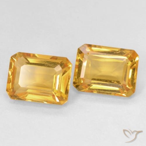 أحجار سيترين Medium Light Orange-Gold طبيعية، ثمانى / قصة زمرد، VVS، وزنها 3.07 قيراط