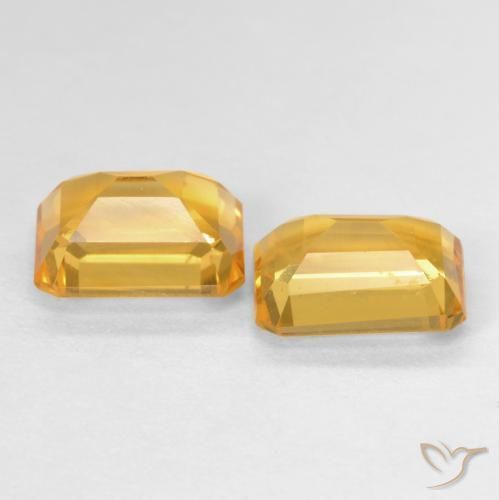 أحجار سيترين Medium Light Orange-Gold طبيعية، ثمانى / قصة زمرد، VVS، وزنها 3.07 قيراط