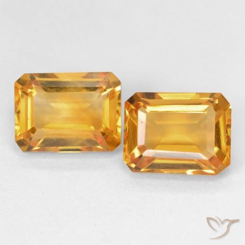 3.17ctw طبيعي Medium Light Orange-Gold سيترين, قص الزمرد, VVS
