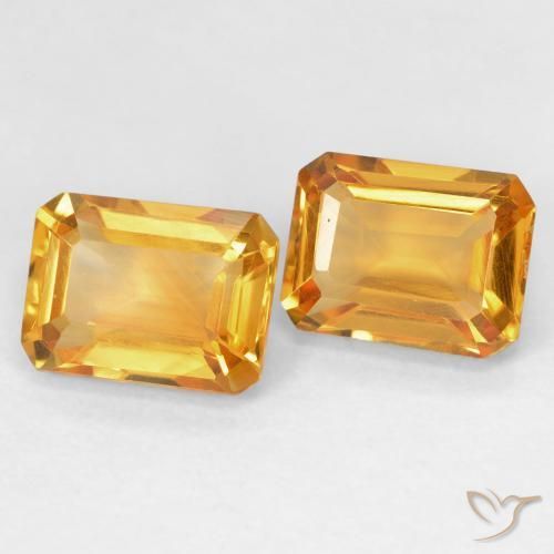 أحجار سيترين Medium Light Orange-Gold طبيعية، ثمانى / قصة زمرد، VVS، وزنها 3.17 قيراط