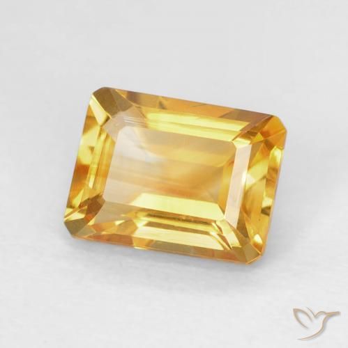 سيترين Medium Light Orange-Gold طبيعي، ثمانى / قصة زمرد، 1.62 قيراط، VVS