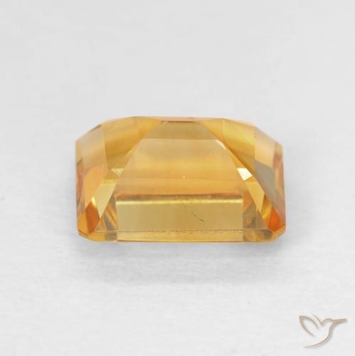 سيترين Medium Light Orange-Gold طبيعي، ثمانى / قصة زمرد، 1.62 قيراط، VVS