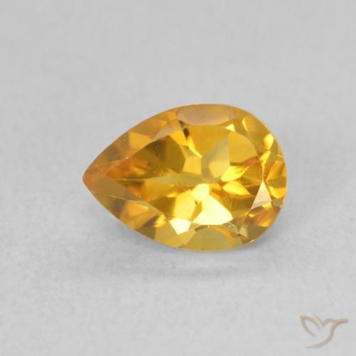 0.76ct طبيعي ذهبى لامع سيترين, شكل الكمثرى, VVS
