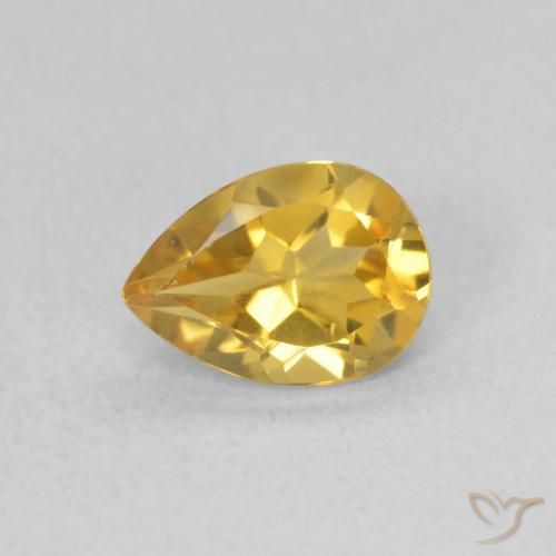 0.62ct طبيعي ذهبي سيترين, شكل الكمثرى, VVS