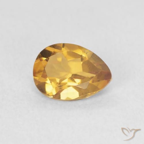 سيترين Medium Light-Golden طبيعي، شكل الكمثرى، 0.72 قيراط، VVS