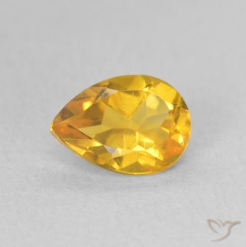 0.71ct طبيعي ذهبى متوسط سيترين, شكل الكمثرى, قليلا جدا