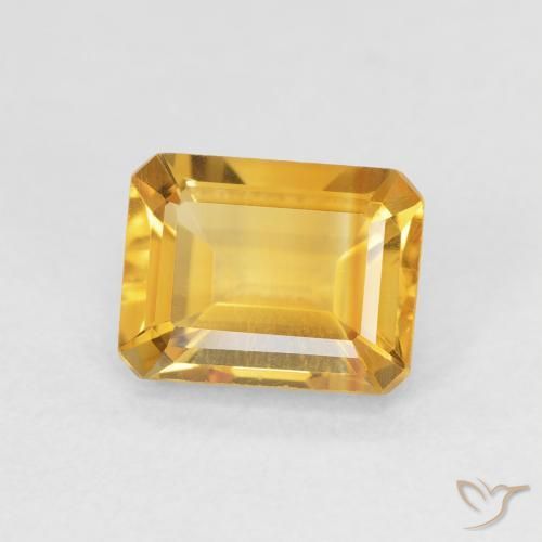 سيترين Medium Light Orange-Gold طبيعي، ثمانى / قصة زمرد، 1.64 قيراط، VVS