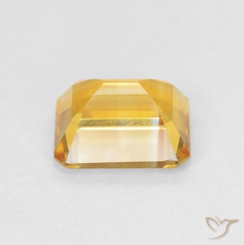 سيترين Medium Light Orange-Gold طبيعي، ثمانى / قصة زمرد، 1.64 قيراط، VVS