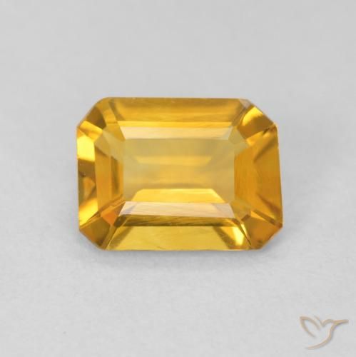 1.13ct طبيعي Medium Light Orange-Gold سيترين, قص الزمرد, VVS-VS