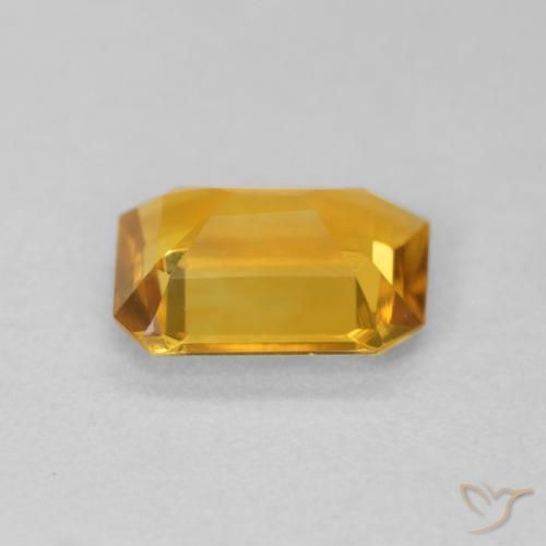 سيترين Medium Light Orange-Gold طبيعي، ثمانى / قصة زمرد، 1.13 قيراط، VVS-VS