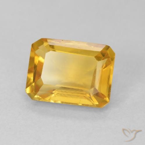 سيترين Medium Light Orange-Gold طبيعي، ثمانى / قصة زمرد، 1.62 قيراط، VVS-VS