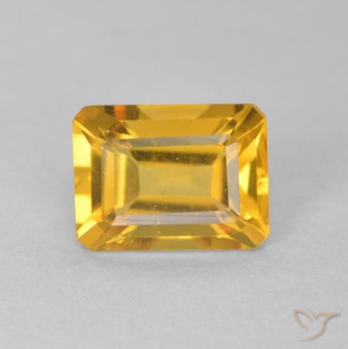 1.35ct طبيعي ذهبى-برتقالى سيترين, قص الزمرد, VVS-VS