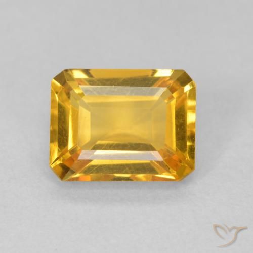 1.52ct طبيعي ذهبى-برتقالى سيترين, قص الزمرد, VVS-VS