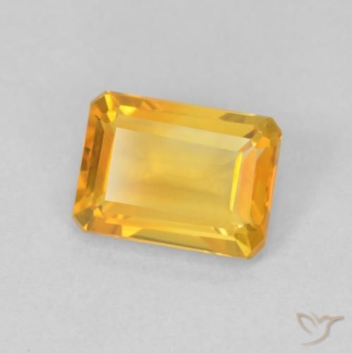 سيترين Medium Light Orange-Gold طبيعي، ثمانى / قصة زمرد، 1.26 قيراط، VVS-VS