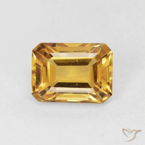 1.52ct طبيعي ذهبى-برتقالى متوسط سيترين, قص الزمرد, VVS-VS