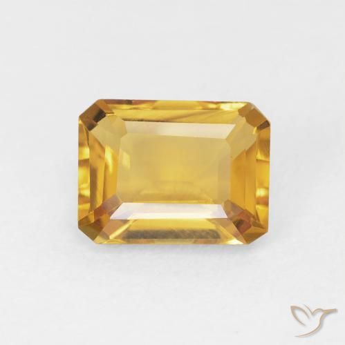 1.44ct طبيعي Medium Light Orange-Gold سيترين, قص الزمرد, VVS-VS