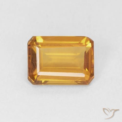 1.18ct طبيعي ذهبى-برتقالى سيترين, قص الزمرد, قليلا جدا