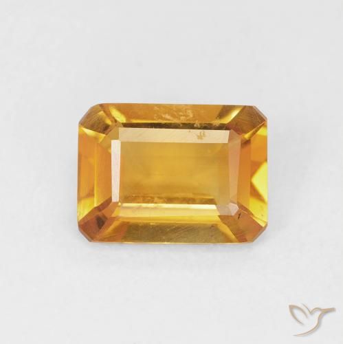 1.16ct طبيعي ذهبى-برتقالى سيترين, قص الزمرد, قليلا جدا