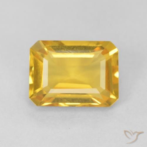1.56ct طبيعي ذهبى لامع سيترين, قص الزمرد, VVS