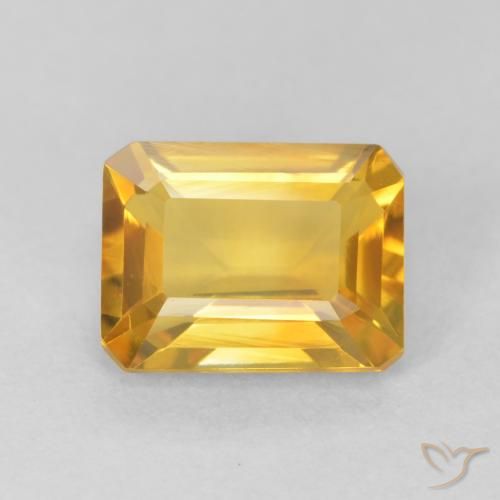 1.51ct طبيعي ذهبى لامع سيترين, قص الزمرد, VVS