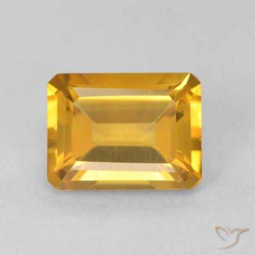 1.54ct طبيعي ذهبى-برتقالى سيترين, قص الزمرد, VVS