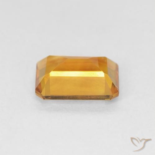 سيترين Medium Light Orange-Gold طبيعي، ثمانى / قصة زمرد، 1.23 قيراط، VVS-VS