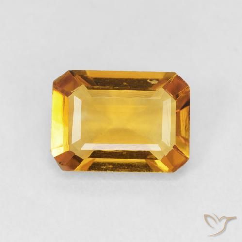 1.23ct طبيعي Medium Light Orange-Gold سيترين, قص الزمرد, VVS-VS