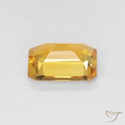 سيترين Medium Light Orange-Gold طبيعي، ثمانى / قصة زمرد، 1.23 قيراط، VVS-VS