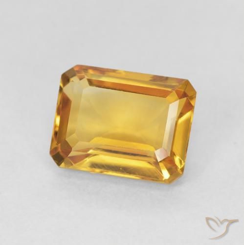 سيترين Medium Light-Golden طبيعي، ثمانى / قصة زمرد، 1.62 قيراط، VVS-VS