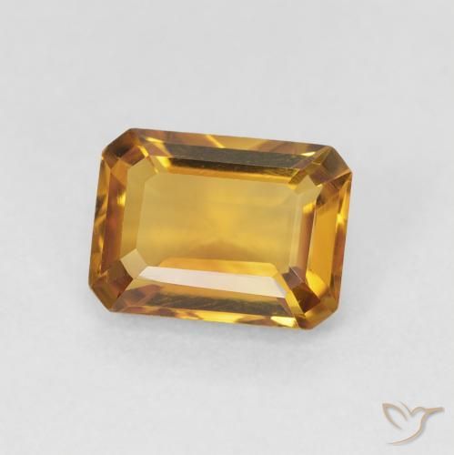 سيترين Medium Light-Golden طبيعي، ثمانى / قصة زمرد، 1.39 قيراط، VVS-VS