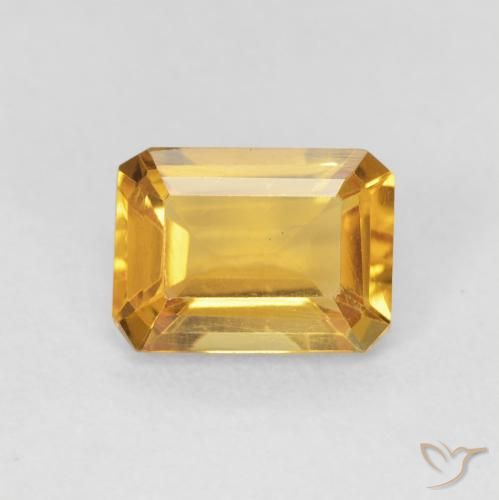 1.37ct طبيعي ذهبى-برتقالى سيترين, قص الزمرد, VVS-VS