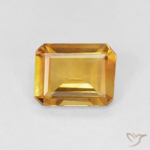 1.05ct طبيعي ذهبى-برتقالى سيترين, قص الزمرد, VVS-VS