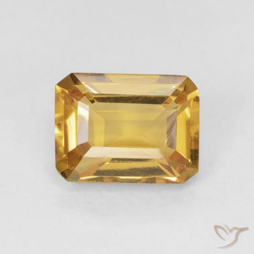 1.57ct طبيعي ذهبي سيترين, قص الزمرد, قليلا جدا