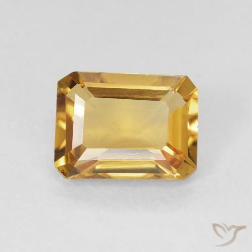 1.42ct طبيعي ذهبي سيترين, قص الزمرد, قليلا جدا