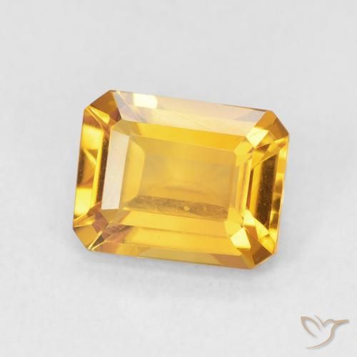 سيترين Medium Light-Golden طبيعي، ثمانى / قصة زمرد، 1.65 قيراط، VVS