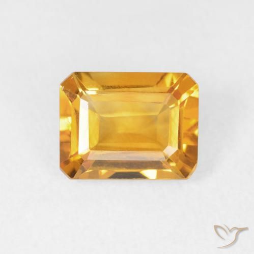 1.49ct طبيعي ذهبى-برتقالى سيترين, قص الزمرد, VVS-VS