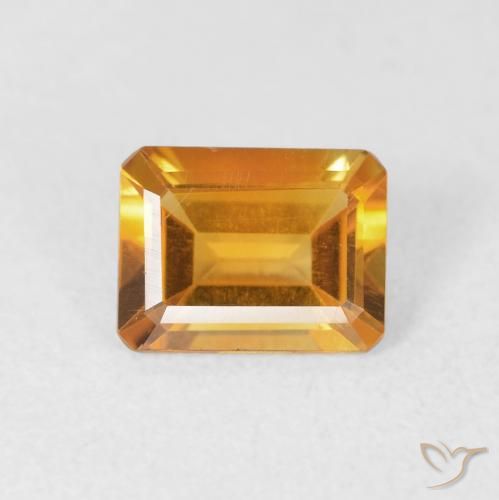 1.23ct طبيعي ذهبى-برتقالى داكن سيترين, قص الزمرد, VVS-VS