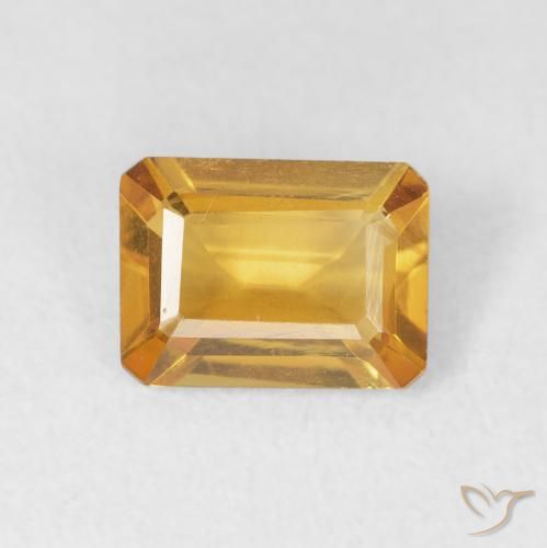 1.29ct طبيعي برتقالى ذهبى غامق سيترين, قص الزمرد, VVS-VS